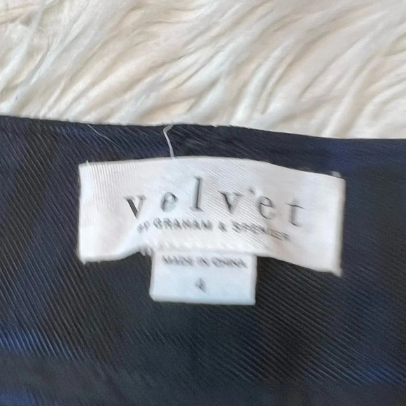 NWOT Velvet by Graham & Spencer Plaid Straight Leg Allison Pants Blue Black 4 - Picture 7 of 11